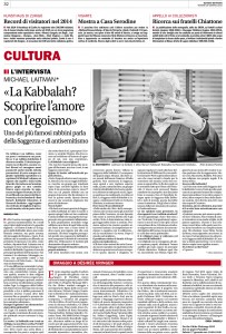 Intervista prof. Laitman Corriere del Ticino
